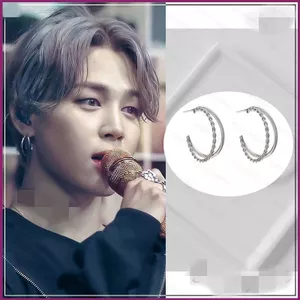 YT4 Kpop BTS BT21 JIMIN Cùng Phong Cách Mặt Trăng Bông Tai Nữ Phụ Kiện Quà Tặng Cho Nam Unisex Trang Sức Tai Pendent