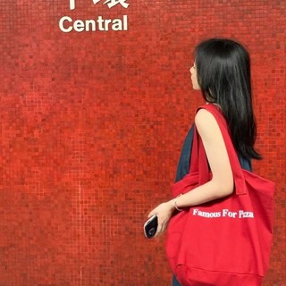 Túi vải canvas cỡ lớn in chữ đỏ mới thời trang