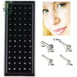 60X Pha Lê Kim Cương Giả Mũi Nhẫn Xương Thép Không Gỉ Trang Sức Xuyên Cơ Thể