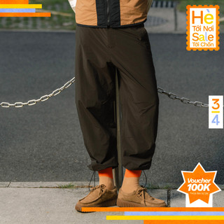 3PhầnTư - Quần Dài Unisex Ống Cong Vải Taslan Dù Gió Nhăn Thế Hệ Mới Nhẹ Thoáng - BMTM25001