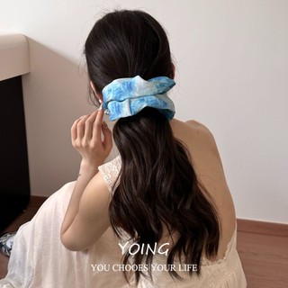 Yoing / Xếp Ly Bầu Trời Đầy Sao Màu Tóc Nữ Nhiễm Trùng Cao Cấp Smudge Phong Cách Satin Dễ Thương Scrunchy Tóc Dây Buộc
