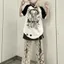 Đẫm Máu Thiên Thần y2k Đinh Tán Độc Đáo Văn Hóa Châu Á Raglan Khâu Vai Phối Ren Top oversize Hot Girl Áo Thun Tay Ngắn 5