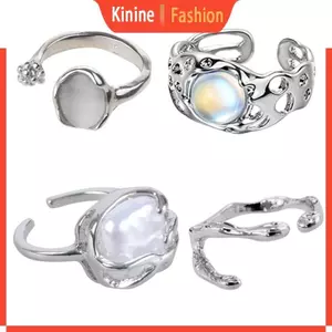 KIN Hàn Quốc Pha Lê Nhẫn Nữ Sáng Opal Không Đều Mở Nhẫn Vintage Trang Sức