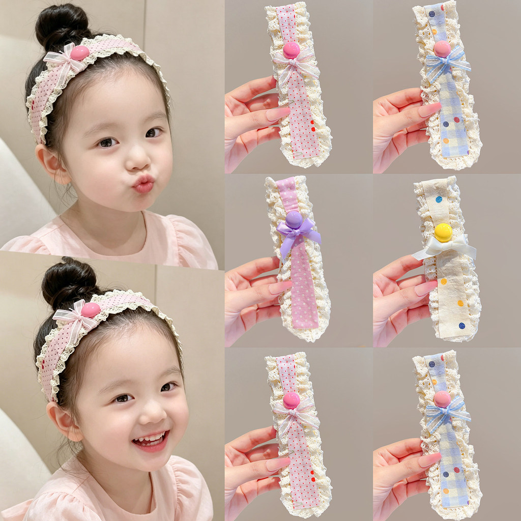 Băng đô ren quấn tóc bé gái kèm kẹp, dùng cho tóc gãy, tóc nổ