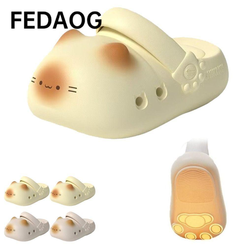 Dép Mèo FEDAOG, Đáy Chống Thấm Nước Mèo Nhỏ Mules, Đáy Mềm Chống Trơn Trượt Kín Mũi Dép Nữ Xuân Hè