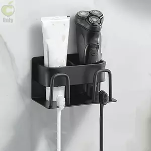 Hộp đựng cốc ROLY, Hộp đựng bàn chải đánh răng màu xám không gian màu đen, Giá đỡ dao cạo bằng thép không gỉ màu bạc không đục lỗ Phòng tắm
