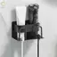 Hộp đựng cốc ROLY, Hộp đựng bàn chải đánh răng màu xám không gian màu đen, Giá đỡ dao cạo bằng thép không gỉ màu bạc không đục lỗ Phòng tắm