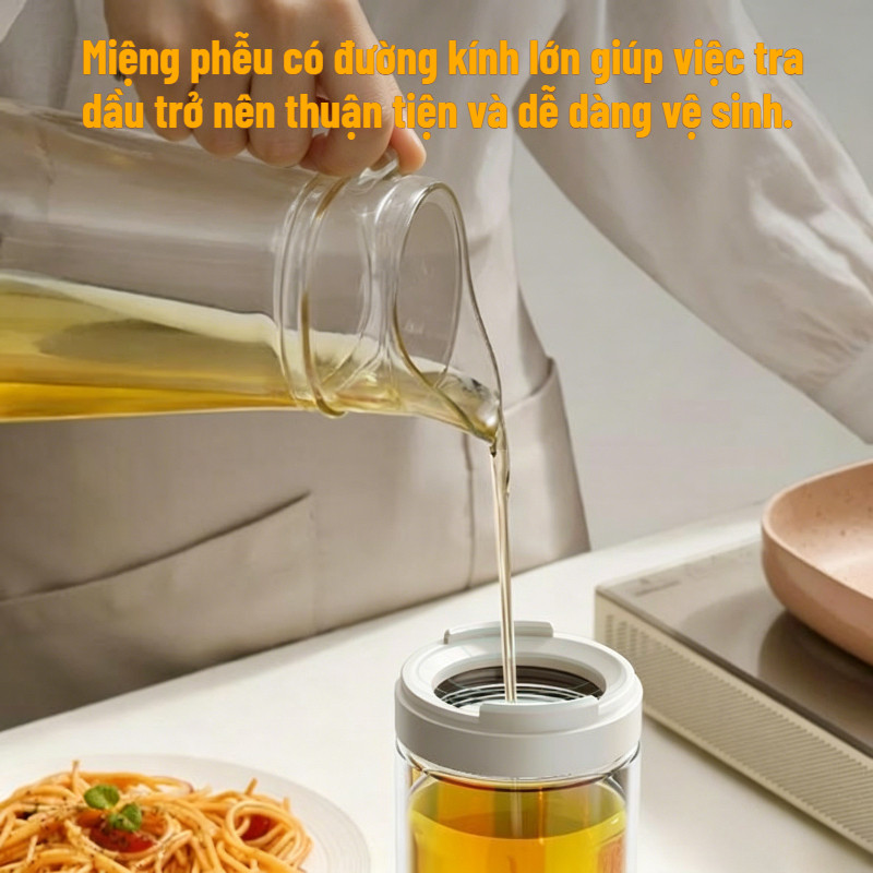 Chai tinh dầu thủy tinh cao cấp, tự động mở, 2 trong 1 vừa xịt vừa rót, chống tràn và chống dính.