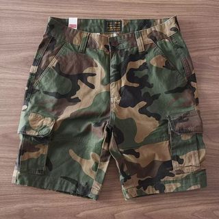 Quần short bảo hộ lao động nam Quần crop thẳng dáng rộng thông thường nhiều túi