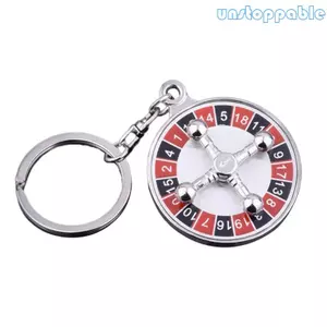 Unstop * Móc Khóa Kim Loại Với Xoay Bánh Xe Roulette Thời Trang Tương Tác Móc Khóa Chip Lucky Roulette Móc Khóa Bền Jw