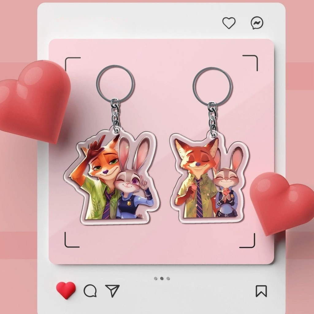 Zootopia Cặp Đôi Móc Khóa Hoạt Hình Acrylic Judy Nick - Sango