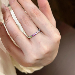Nhẫn kim cương màu nữ phong cách cầu vồng gradient mới