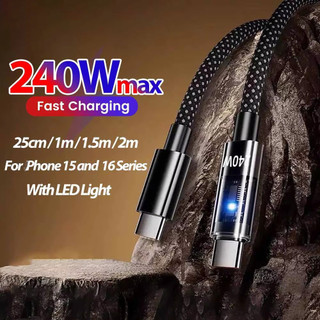 Cáp sạc siêu nhanh Elough 240W 6A USB sang Type C 25cm-2m LED PD C sang C Dây cáp dữ liệu điện thoại di động