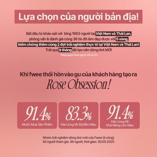 Son Tint Lì FWEE Rose Obsession Stay-Fit Tint Lên Màu Chuẩn, Giữ Màu Bền, Môi Mềm Mịn 18 Màu 4g