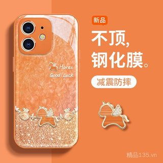 Thích hợp cho iPhone17promax Vỏ Điện Thoại Phong Cách Năm Mới 16 Túi May Mắn Pony Vòng Tay 15promax Lấp Lánh