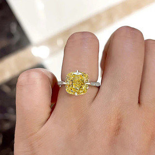 Châu Âu Mỹ ins Nhẫn Citrine Giả Kim Cương Phong Cách Mới Nữ