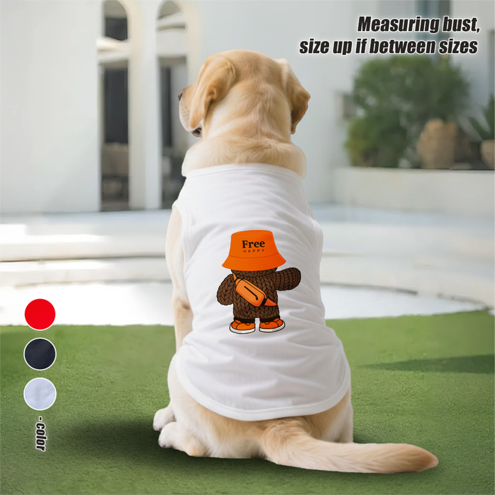 Áo ba lỗ lớn 3XL-6XL, cá heo, in hình gấu che mặt, vải thoải mái, chống nắng, khả năng thở và khả năng giặt máy, Thích hợp cho tất cả các giống chó lớn.