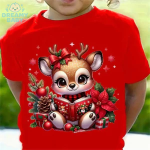 COD (Hồ Chí Minh)DREAMY BABY Áo thun Noel 2024, áo thun ngắn tay cho trẻ em trai và gái A219