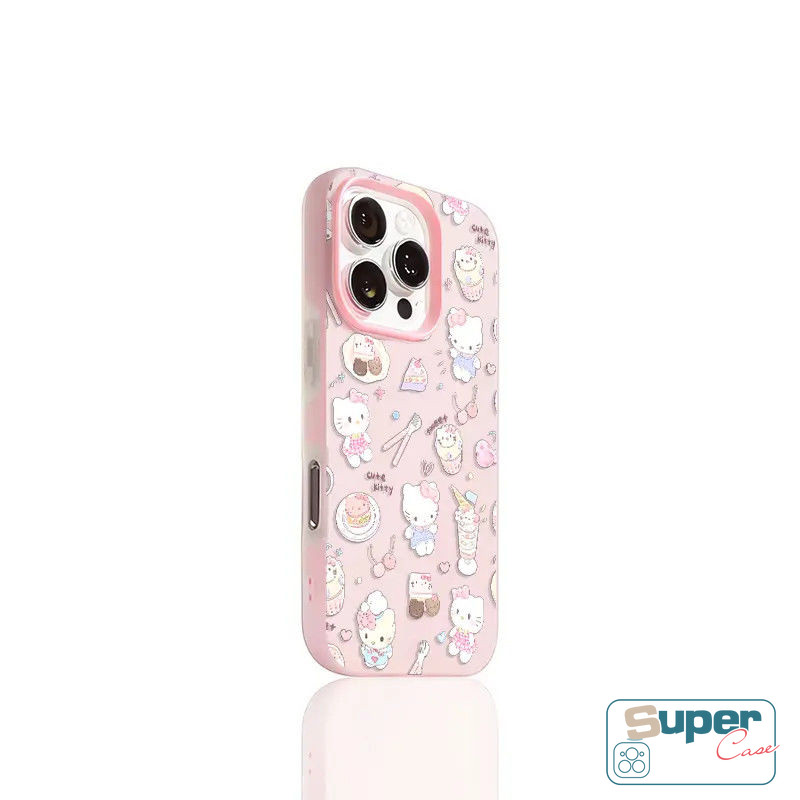 Ốp Lưng Tương Thích Cho IPhone 15 17 16 11 13 14 12 Pro Max 17 15 16 Pro Air 7Plus XR X XS Max Thời Trang Ngọt Ngào Dễ Thương Hello Kitty Món Tráng Miệng Silicon Mới 2 in1