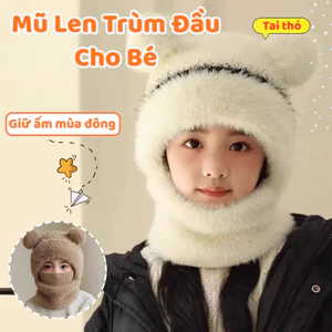 Mũ Len Trùm Đầu Cho Bé – Giữ Ấm Cổ, Chống Gió, Bảo Vệ Tai Mùa Đông DINO