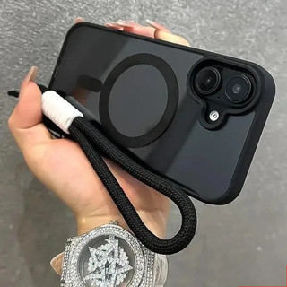 [Có dây buộc miễn phí] Vỏ sạc không dây từ tính Acrylic mờ sang trọng có dây buộc Tương thích cho iPhone 17 16 11 12 13 14 15 Pro Max 7 8 Plus XR XS Max