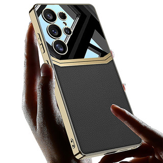 Ốp lưng da hai màu mạ điện Funda cho Samsung Galaxy s26 S25 S24 S23 Ultra Ốp lưng bảo vệ Camera