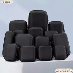 Tai nghe dây kéo CPINCP, Hộp lưu trữ EVA Mini màu đen, Bảo vệ vỏ cứng di động bền bỉ Phụ kiện kỹ thuật số