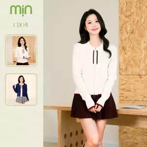 Áo len cardigan nữ Mịn CD04 khoá kéo 2 chiều phối viền len dệt kim mềm mại thời trang thanh lịch