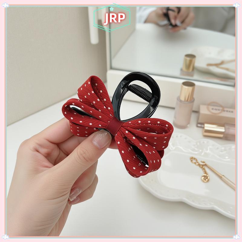 JRP Nơ Tóc Cho Nữ Chấm Bi In Hình Cá Mập Vuốt Kẹp Tính Khí Thanh Lịch An Toàn Đuôi Ngựa Giá Đỡ Để Sử Dụng Văn Phòng JRP