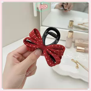 JRP Nơ Tóc Cho Nữ Chấm Bi In Hình Cá Mập Vuốt Kẹp Tính Khí Thanh Lịch An Toàn Đuôi Ngựa Giá Đỡ Để Sử Dụng Văn Phòng JRP