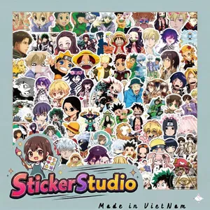 Set 100 Sticker Anime Manga Nhân Vật Truyện Tranh Tổng Hợp Chống Nước Dán Laptop Vali Mũ Bảo Hiểm Sổ Tay