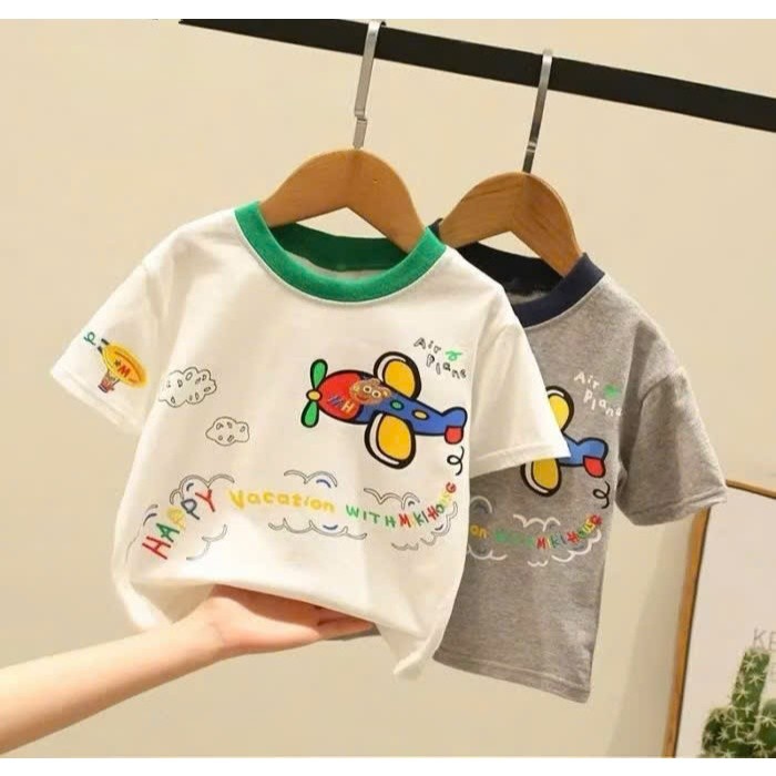 Aó Thun Bé Trai - Bé Gái Máy Bay QC52 K.Kid Áo Phông Chất Cotton Mềm Mát Size 8-20kg