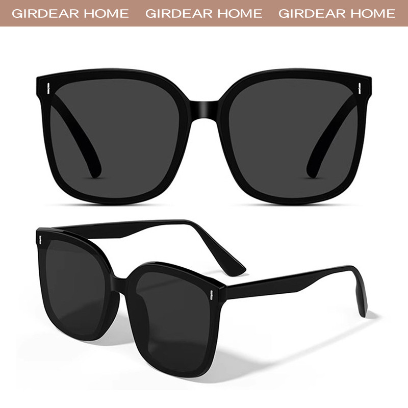 Girdear Home Kính Mát Vuông Hàn Quốc Dành Cho Nữ Phong Cách Cao Cấp Lái Xe Chống Tia UV Phân Cực Kính Chống Nắng Thời Trang Unisex, FW-BLACK