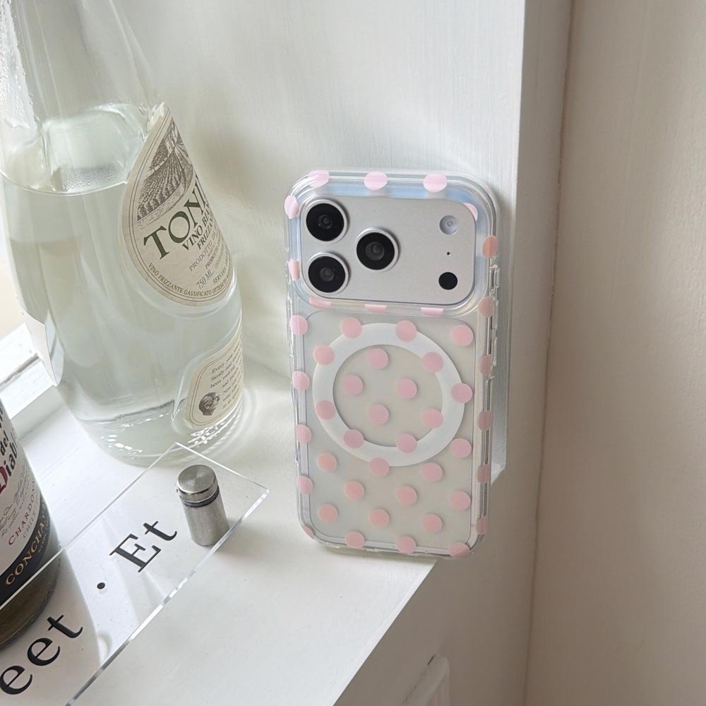 Ốp Lưng Cứng Trong Suốt Tương Thích Với iPhone 13 14 14Pro 14ProMax 15 15Pro 15ProMax 16 16Pro 16ProMax 17 17Pro 17ProMax Vỏ Nam Châm Họa Tiết Lily Điểm Sóng Hồng