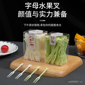 Chữ Phân Biệt Dùng Một Lần Nĩa Trái Cây Nhựa Hai Gót Hộp Đựng Trái Cây Gia Đình Chọn Bánh Món Tráng Miệng Nĩa Ăn Nhẹ Nhỏ I0UB