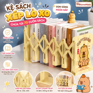 Kệ Sách Để Bàn Gấp Gọn 3 Ngăn HomeMate, Kệ Chặn Sách Co Giãn Bằng Thép Dày 0.9mm Chịu Lực Tốt