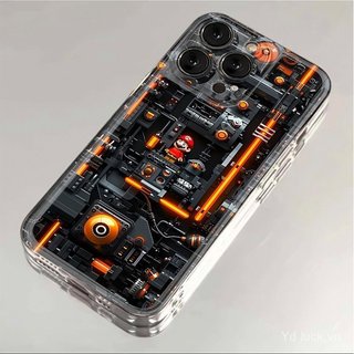 Khối xây dựng màu đen màu cam giống như trẻ em Vỏ điện thoại trong suốt sáng tạo Thích hợp cho iPhone 17promax / 15pro / 16 / 12 / 11pro / xsmax / 14pro / 13promax Vỏ chống va đập