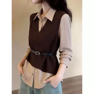 2026 Xuân Thu Phong Cách Mới Nữ Thần Pháp Quạt Ánh Sáng Phong Cách Trưởng Thành Hàng Đầu Thời Trang Niche Áo Sơ Mi Dài Tay Sang Trọng Thời Trang Nữ