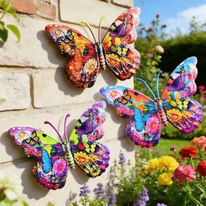 Iron Art 2D Màu phẳng UV Bướm treo tường ngoài trời Trang trí tường Kim loại Thủ công