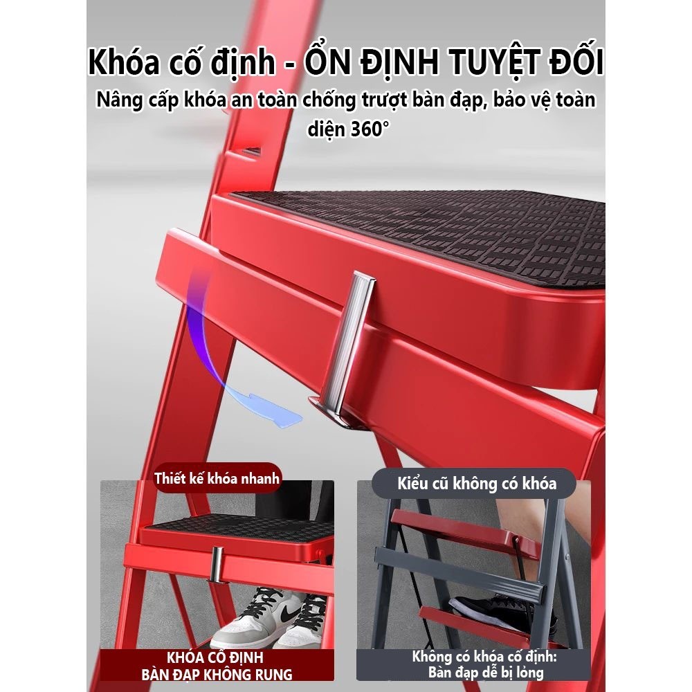 Thang Chữ A Thang Gấp Gọn  Thép Chịu Lực 3-8 Bậc Chống ẩm và chống gỉ Tải Trọng 500kg