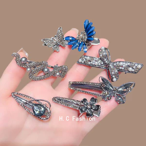 Cảm Thấy Kim Cương Giả Tóc Sáng Bóng Tinh Tế Nổ Bên Kẹp Tóc Sang Trọng Mỏ Vịt Kẹp Top Kẹp Phụ Kiện Tóc 4XOU