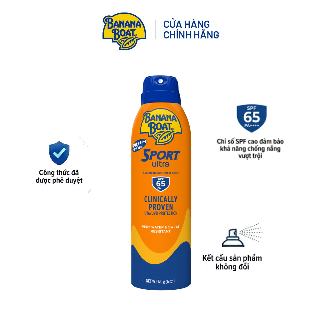 Chống Nắng Thể Thao Banana Boat Dạng Xịt Sport Ultra Spray - SPF65/170g