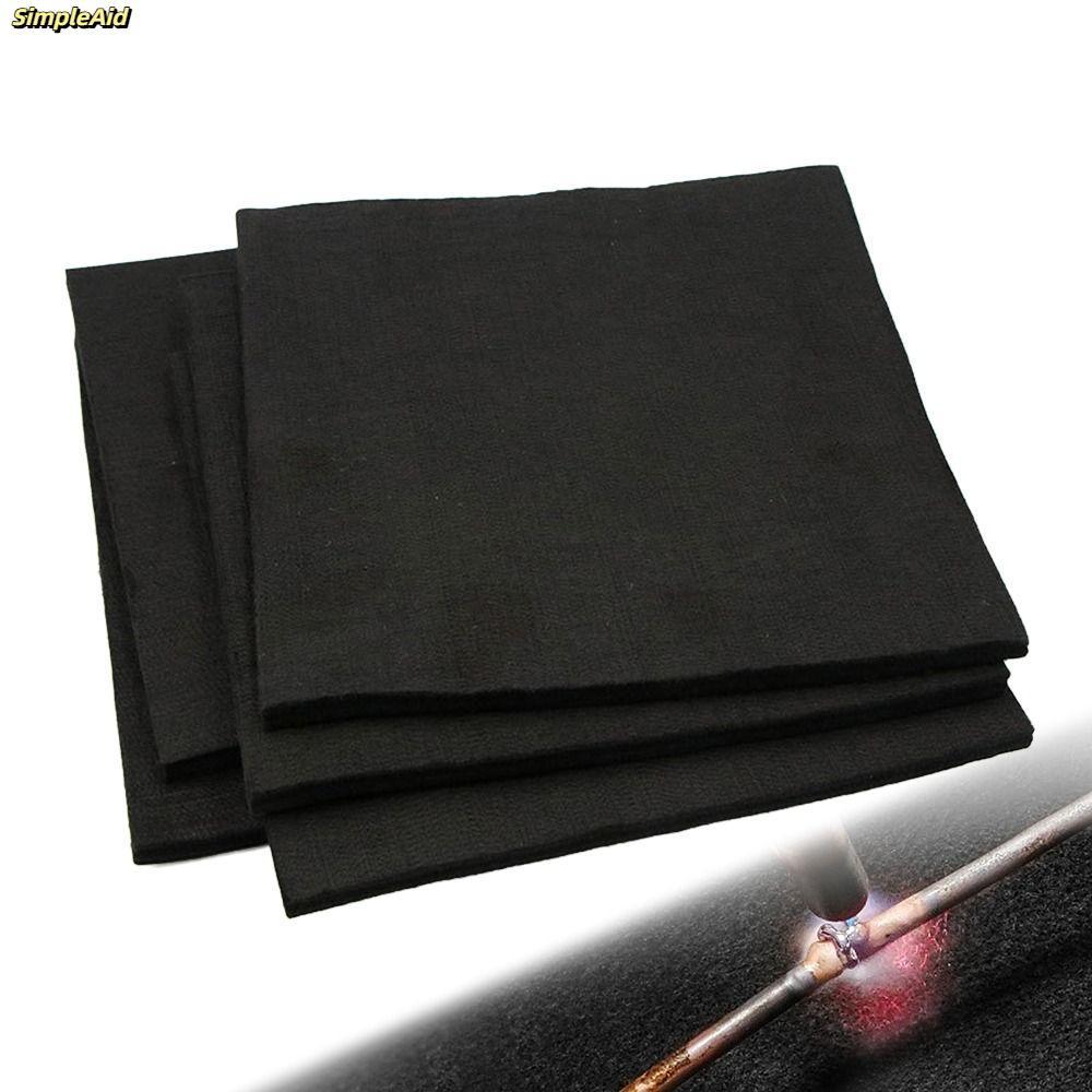 Thảm chống cháy SIMPLEAID, Tấm chăn hàn màu đen bằng vải chống cháy, Chất liệu nhỏ chịu nhiệt bền lên đến 1800°Hàn nỉ Carbon F