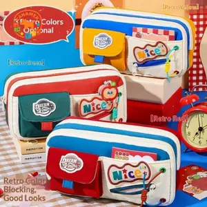 CANAMEK Hộp Đựng Bút Chì Dung Tích Cao Cấp Mỹ Cổ Điển Phong Cách Retro Nhà Tổ Chức Thẩm Mỹ Lớn Cho Lớp Học CSF