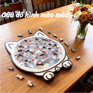 Câu đố hình mèo màu , với khung hình mèo Silhouette 135 mảnh Câu đố ghép hình bằng gỗ cho mèo