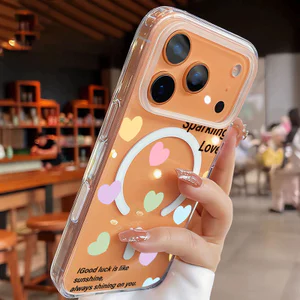 Ốp lưng iPhone họa tiết trái tim đầy màu sắc hỗ trợ sạc không dây từ tính - iP 11/12/13/14/15/16/17/Plus/Air/Pro/Max
