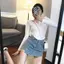 Người đàn ông nhỏ gọn hơn Nhìn chữ a Hot Girl Váy Mini Denim Culottes eo cao