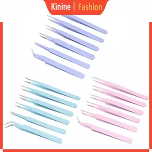 KIN 6 Chiếc Thép Không Gỉ Chống Tĩnh Điện Thẳng Cong Đầu Nhíp Nippers Bộ Điện Tử Silicon Nhựa Trang Sức Mak