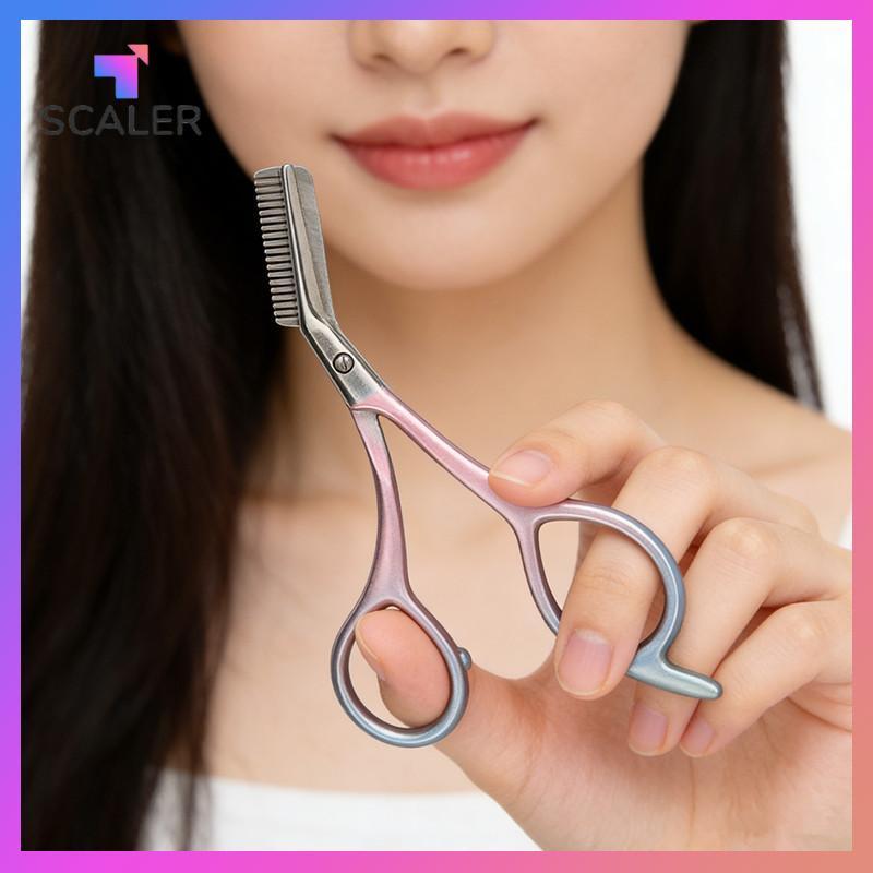 Kéo lông mày bằng thép không gỉ chuyên nghiệp SCALER kèm công cụ chính xác tiện dụng không gây dị ứng cho Salon trang điểm làm đẹp tại nhà.