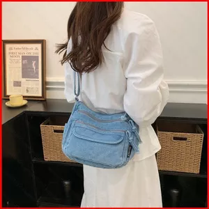 GC2 Túi đeo vai denim mới Túi đi lại dung tích lớn Túi xách nữ thời trang và đa năng CG2